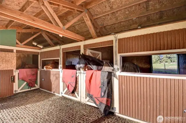 24x48 Horse Barn – Approximately 7 years old. Metal exterior & roof. Lighting for all stalls, tack room, breezeway and hay storage room, plus two exterior lights.