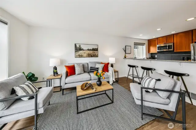 Plenty of space for entertaining and gathering. Kitchen is open to the living space.