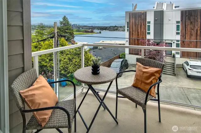 Peaceful covered deck is meant for summer relaxation.