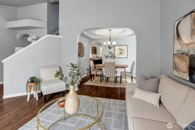 Elegant arched opening adds architectural character.