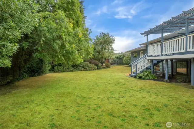 Beautiful landscaped backyard.