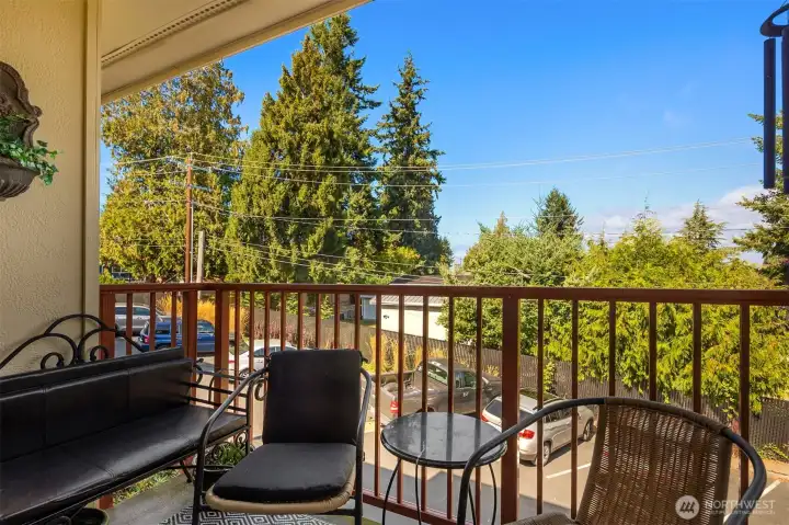 Balcony Overlooks Your Parking Space and Extends out to the Right for Your Plants