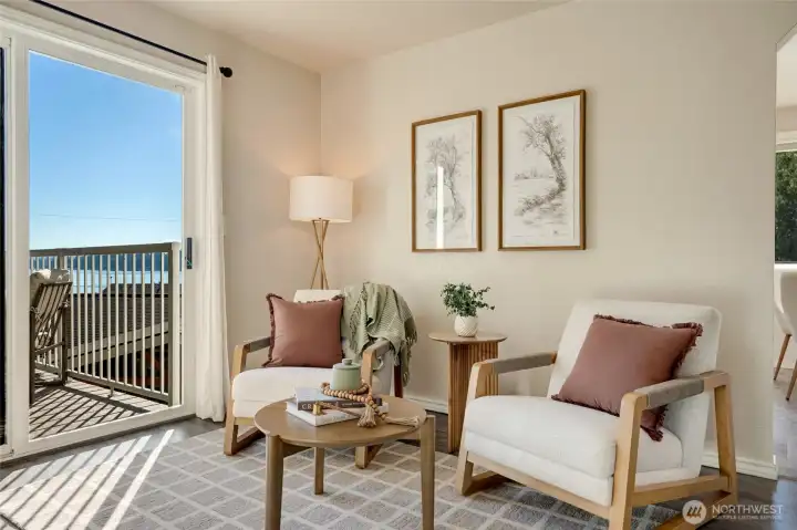Open the slider for easy indoor/outdoor living.