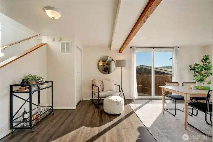 Additional closets downstairs make storage easy.