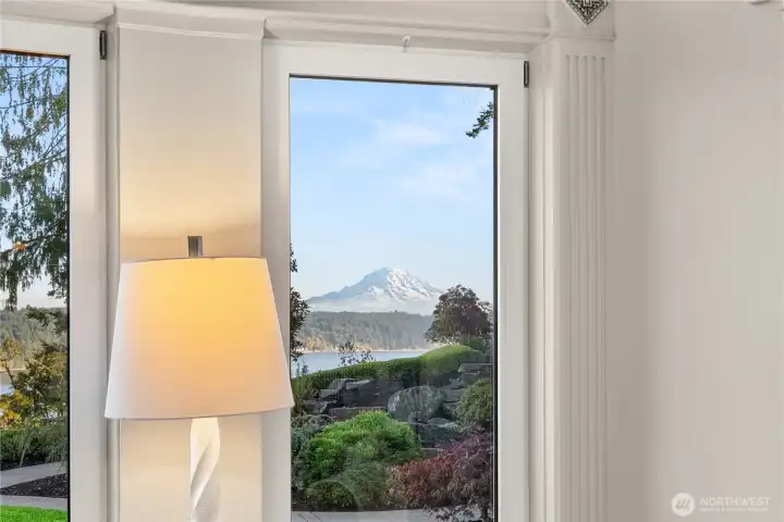 Mt. Rainier shows herself from most rooms.