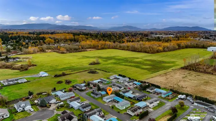 Aerial view looking Southeast
