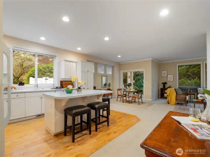 The open floor plan invites your guests to mingle and entertain the cook.