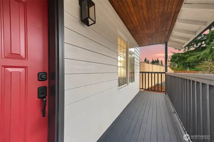 Lovely front porch with room for your outdoor furniture, relax and sty covered while enjoying your morning coffee!