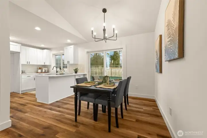 The kitchen and lighting bring the living space together for a great flow!