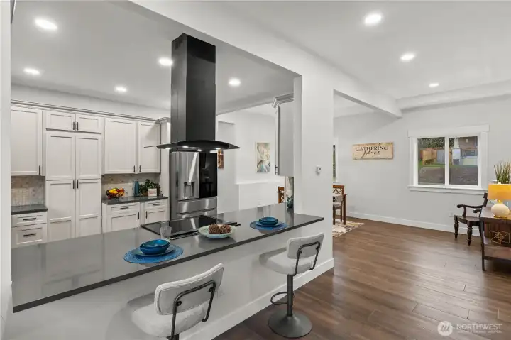 Kitchen w/New Cabinets, Quartz Counters, Downdraft Range. Perfect Kitchen for Entertaining!