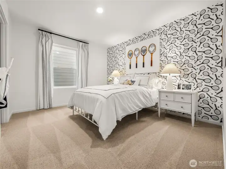 First cozy bedroom upstairs. Pictures are for representational purposes only, colors and features may vary.