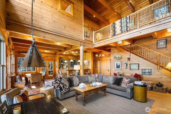 SPECTACULAR CARPENTRY OF WARM WOOD ADDS TO THE COMFORT OF A TRUE HOME/CABIN FEEL