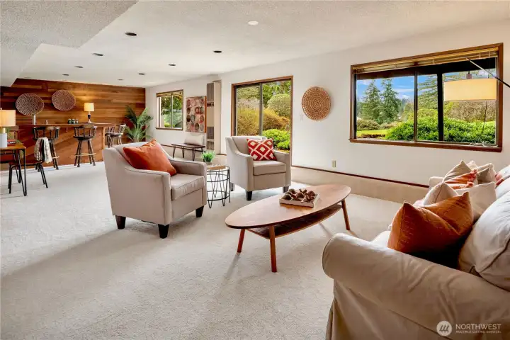 Fantastic lower level, with new carpet, patio access and just steps to the backyard.