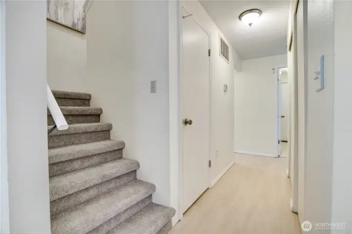 Head upstairs where your primary suite await