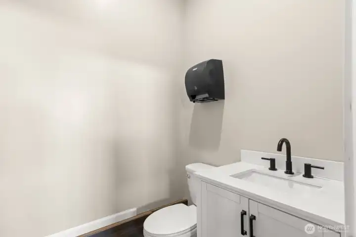 Lower level bathroom in shop