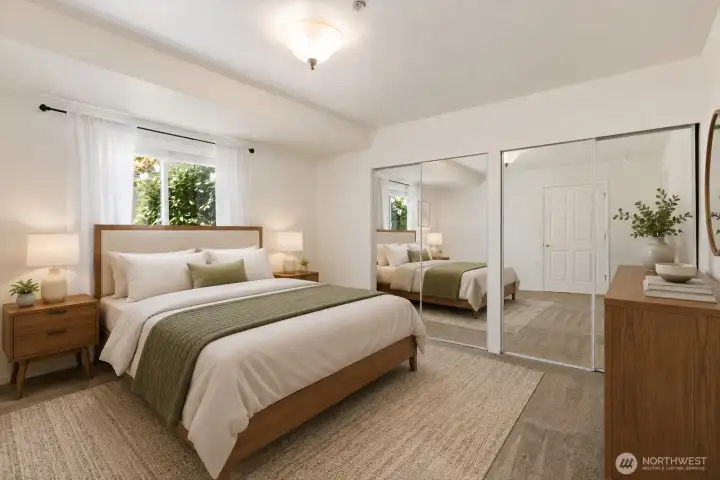 The second bedroom offers versatility for guests, a home office, or additional living space.  Its ground-floor accessibility adds convenience for everyday use.    [Photo is virtually staged.]