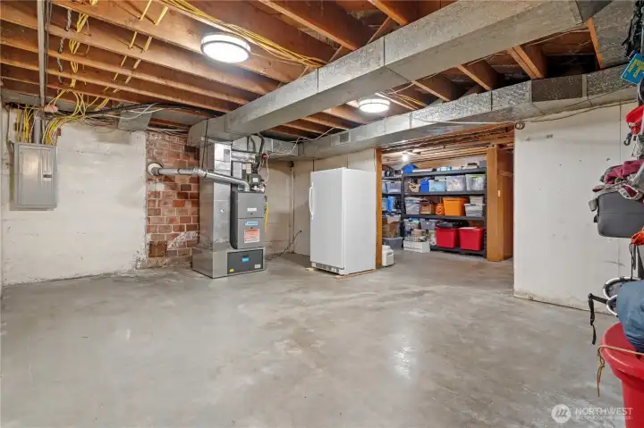 Unfinished, Dry and Clean Basement. Panel and Furnace (Freezer does not convey)