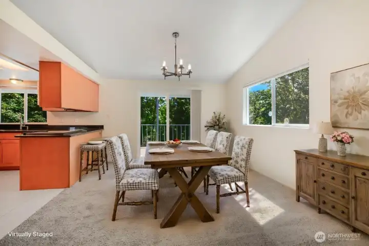 Spacious dining room to kitchen and living room