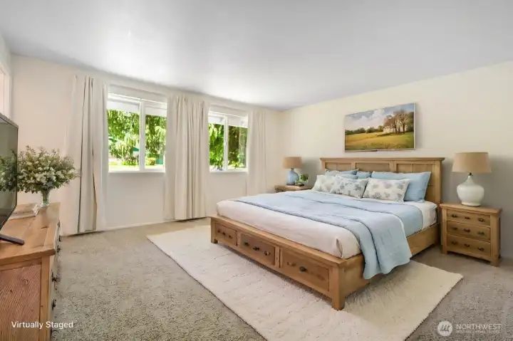 Primary suite is spacious with walk-in closet and full bathroom
