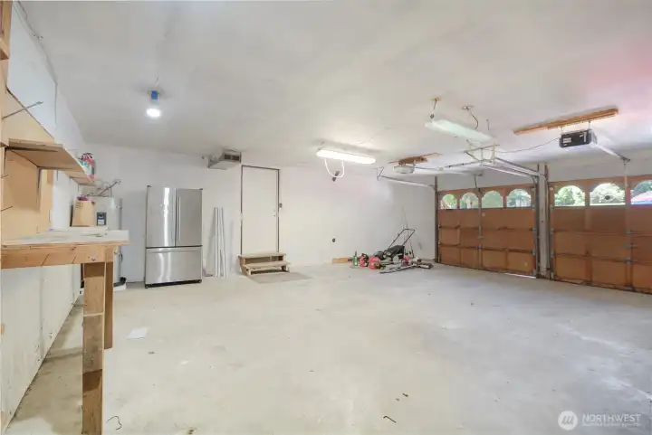 2 car garage with beverage fridge