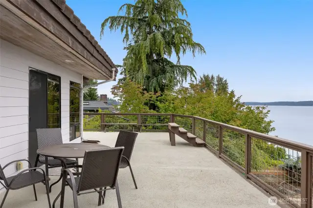 Upper balcony wraps around the house