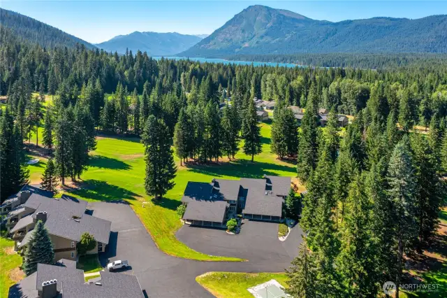 Pristine golf course views and a direct look at Dirtyface Peak.