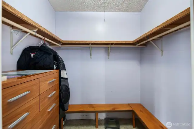 Walk in closet in primary bedroom