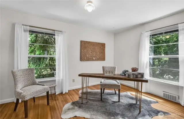 Bedroom 2 or quiet office with a view out to Thornton Creek