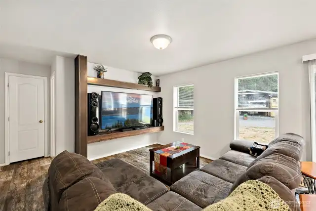 Custom wood surround built-in.