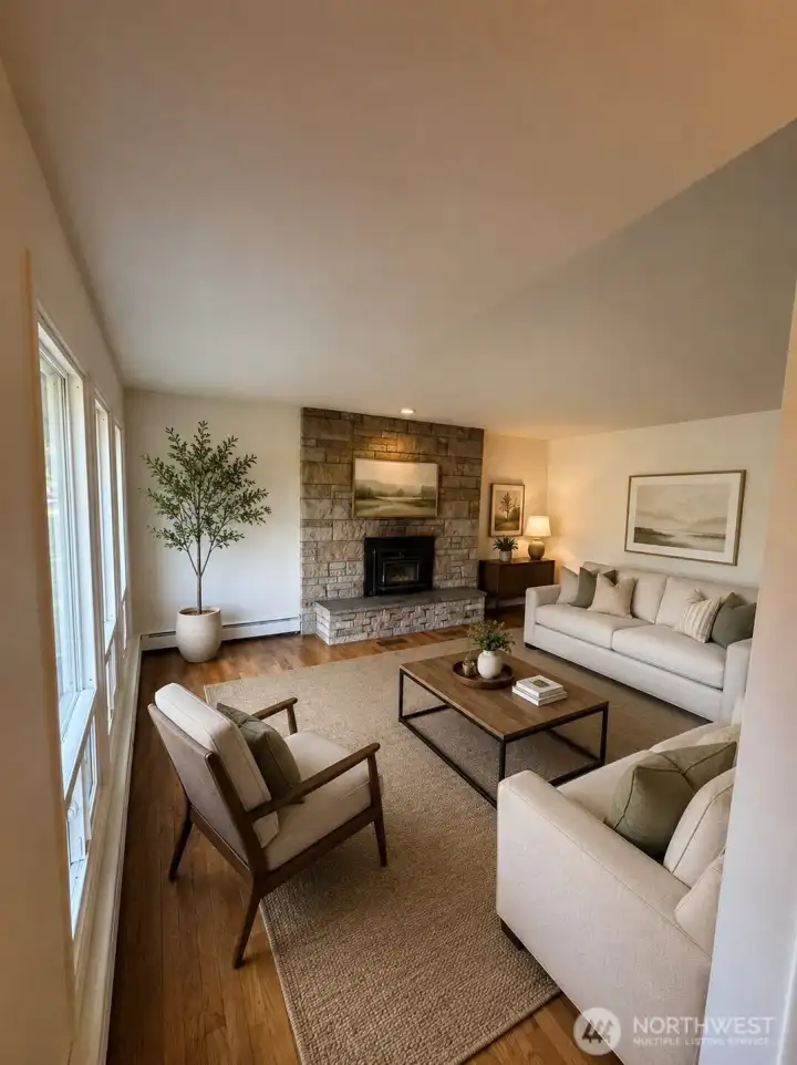 Virtually staged living room