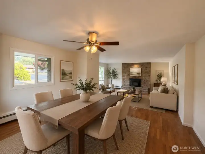 Virtually staged dining room