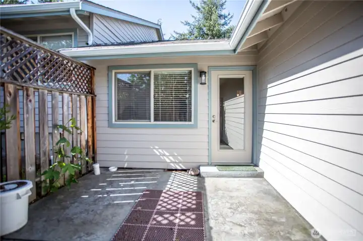 Private patio off of primary bedroom is a quiet oasis.