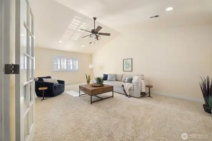 You'll love how spacious the bonus room is; filled with light (south facing windows) and vaulted ceilings make it the perfect retreat at the end of the day.
