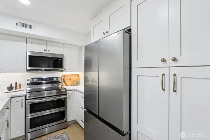Pantry cabinet and fridge