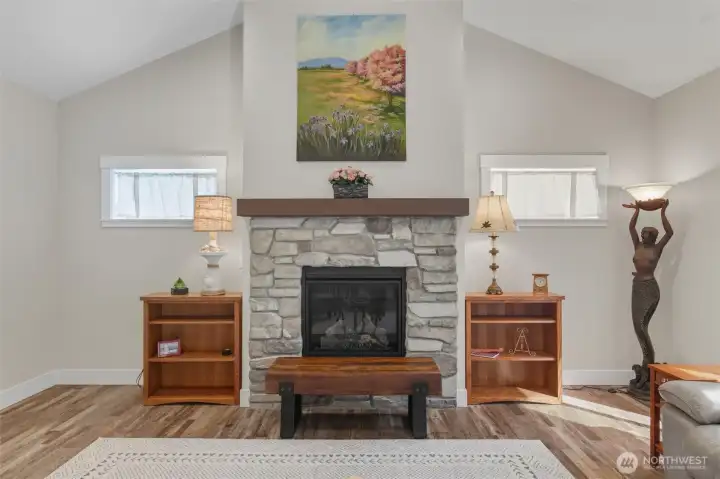 Gas fireplace in the cozy living room