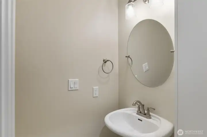 Powder room off living room