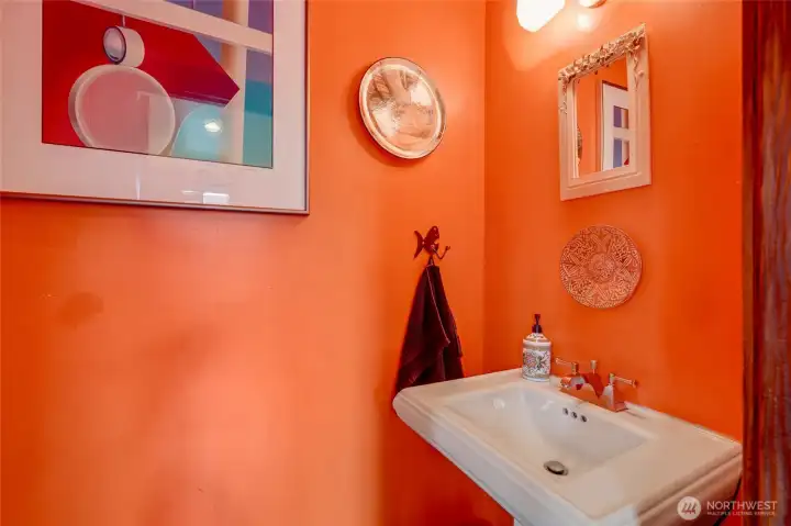 First floor powder room is perfect for guests.