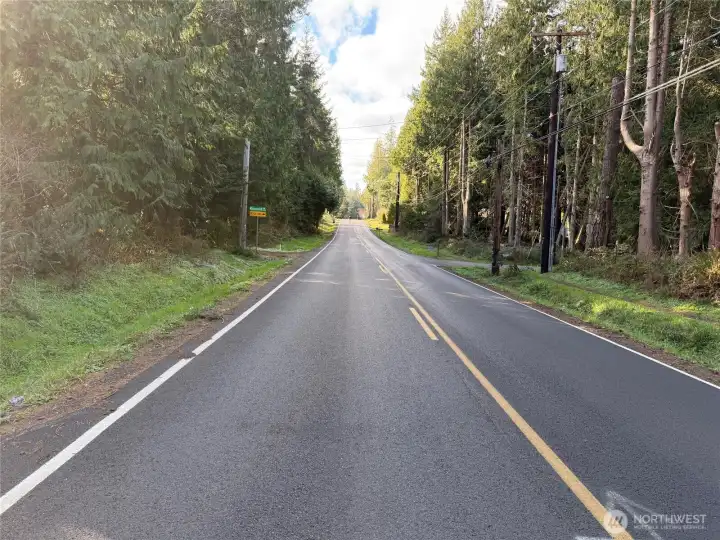 Twin Spits Road looking west towards Twin Spits.