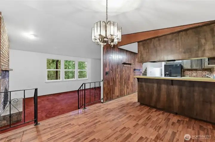Dining room shot towards kitchen and living room