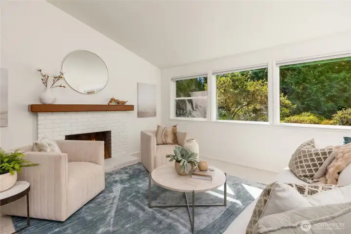 Large windows with southern exposure offering an abundance of natural light.