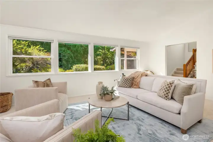 The living room is just off the main foyer.