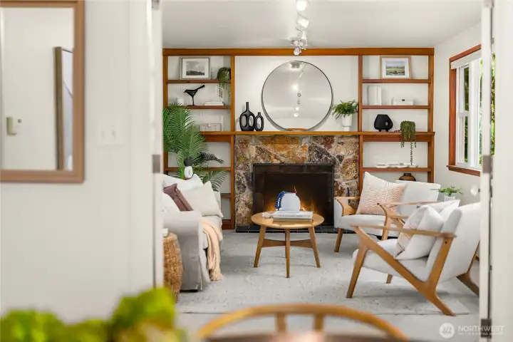 This cozy den can be closed off from the great room for intimate gatherings.