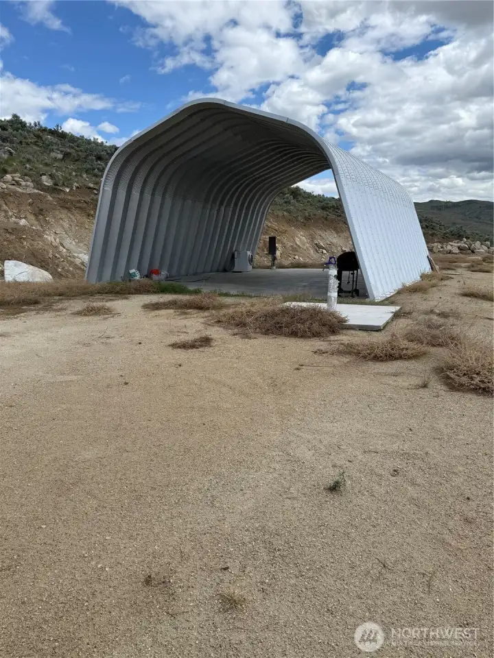 30x38 x 20' H Quonset Hut...big enough for most RV's, boats and recreational toys.  Water fossette near quonset hut, electricity is there also.