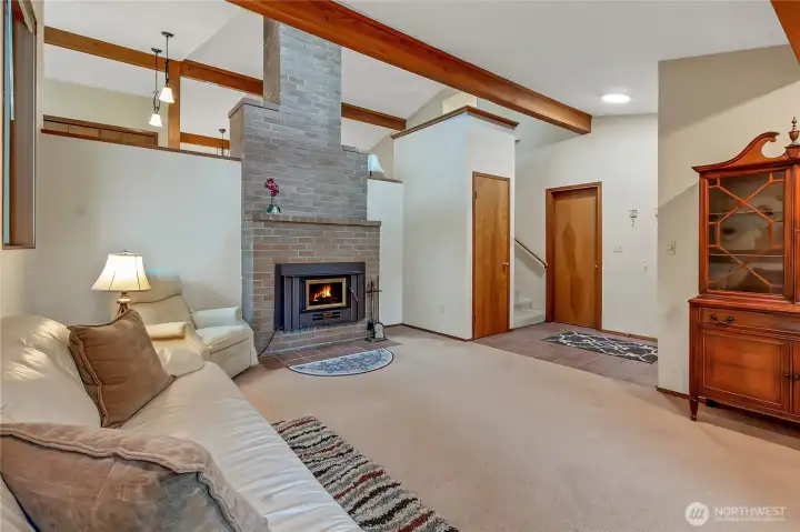 Looking into entry way.  Great space for entertaining since it is open to above family room/kitchen area.