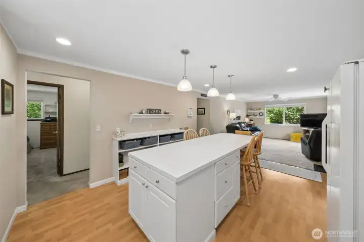 Big island with extra cabinet space.