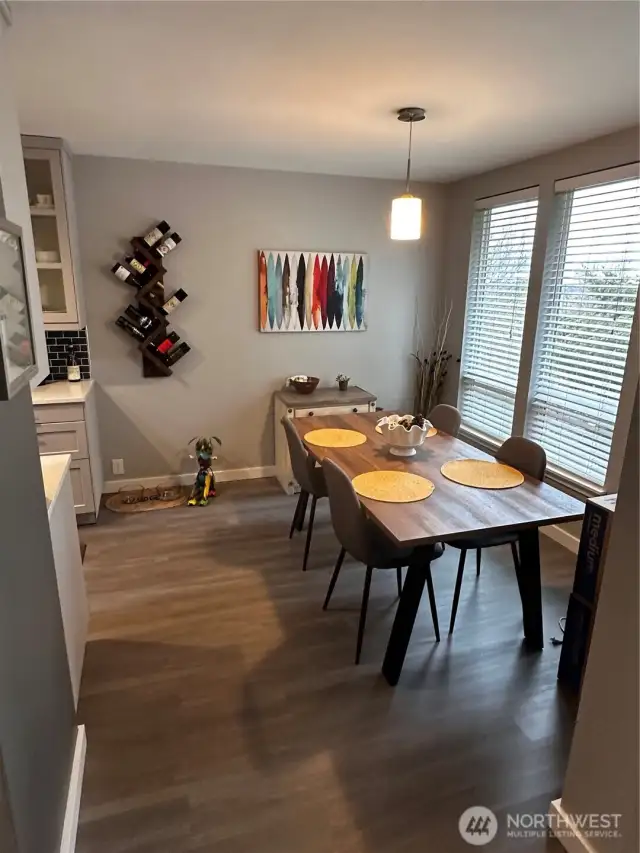 Dining area with large windows for natural light