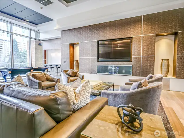 Owners Club seating and big screen tv