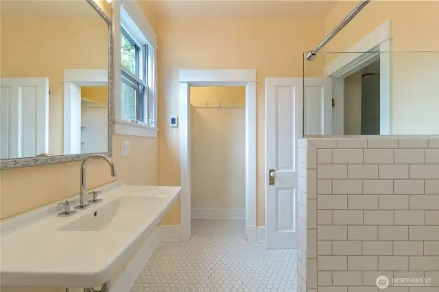 Heated floors, ToTo washlet toilet and spacious closet.
