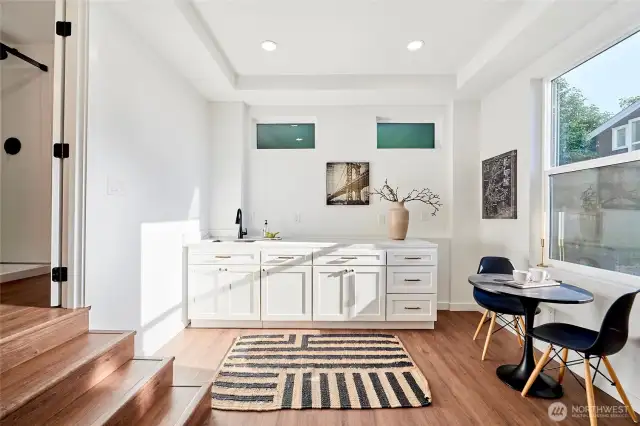 Kitchen space for lower level MIL/ADU with separate entrance.