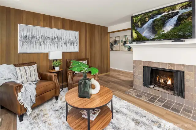 Family room with gas /wood fireplace